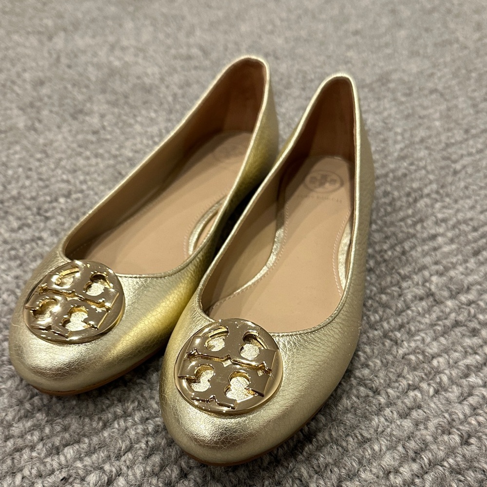 Tory Burch Metallic Gold Flats